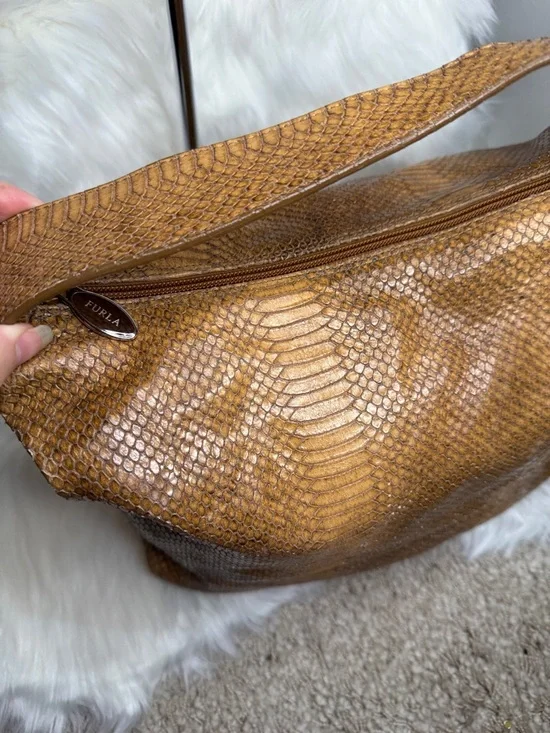 Furla Cognac Snake-Embossed Hobo Bag - Picture 7 of 10
